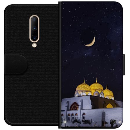 Kompatibel Tegnebogsetui til OnePlus 7 Pro Stjerneklar nat med gyldne kupler og halvmåne over oplyst moské