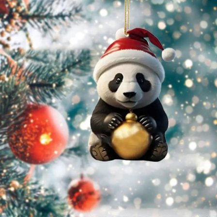 WinysinChristmas Panda Riipus Joulukuusi Akryyli Sarjakuva Panda Kodin Koristeet Auton Koristeet[D]
