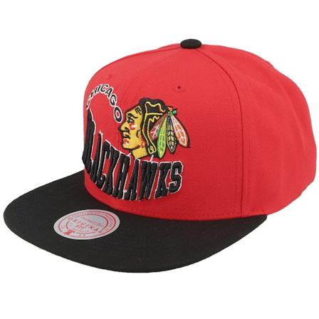 Mitchell & Ness - NHL Rood snapback Cap - Chicago Blackhawks Crooked Path Red/Black Snapback @ Hatstore