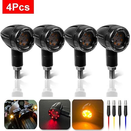2/4 stk. Motorsykkel Blinklys Mini Bullet LED Gul Varsellampe Blinklys For Harley Honda Suzuki 12V Universal [db]