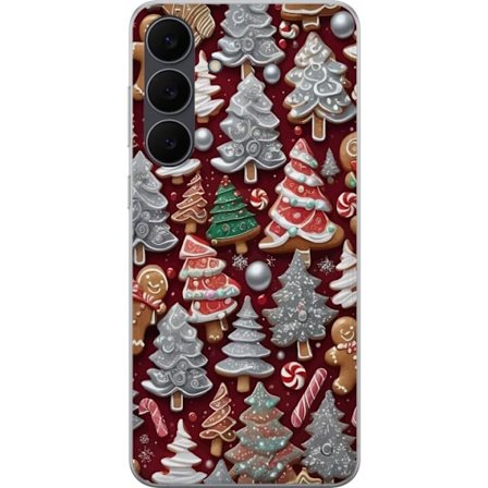 Kompatibelt Mobildeksel til Samsung Galaxy S25 FE Koselig julemotiv med trær, søtsaker og vinterfarger