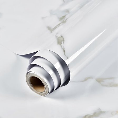 Marmor Möbler Självhäftande Papper, 40 x 500cm Marmor Tapet Självhäftande Film Grå Vit Självhäftande Papper (LGL)