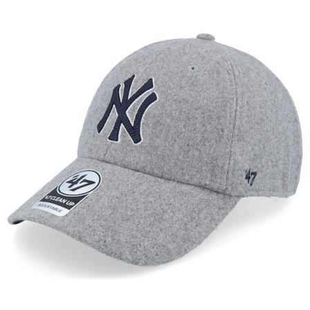 47 Brand - MLB Grijs unconstructed Cap - New York Yankees Chain Stitch Clean Up Grey Dad Cap @ Hatstore
