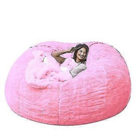 Lat soffa Sittpuff Konstgjord päls Sittpuff Bönpåse Soffa (135cm*65cm rosa)