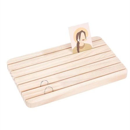 Träörhängen Display Stativ, Örhänge Kort Hållare Smycken Kort Display Stativ med Slot för Ringar N