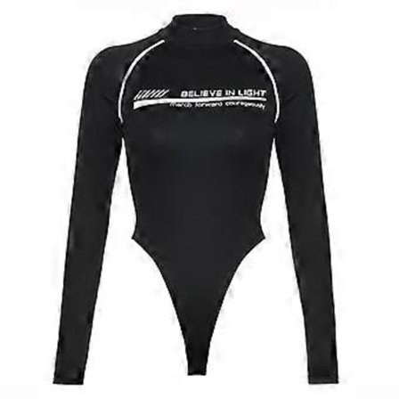 Dam bokstavstryck avslappnade tights mode kontrastfärg smal jumpsuit mångsidig långärmad topp trend