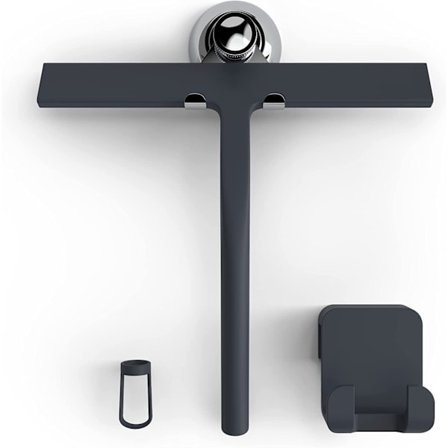 Duschskrapa med sugkoppshållare - 28 cm svart - Fönsterskrapa