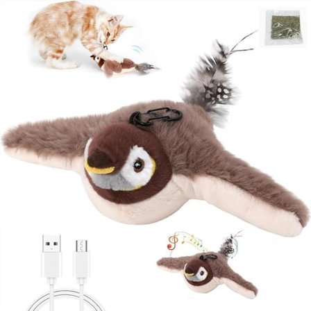 Interaktivt Kattelegetøj Flyvende Fugl med Katteurt – Elektronisk Legetøj til Katte
