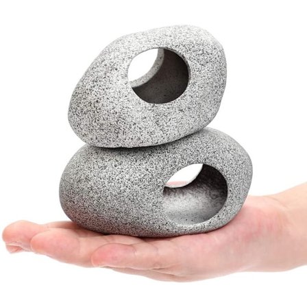 2-pack naturliga stapelbara akvarium dekorativa grottor, dekorativa akvarium lera landskap för fisk