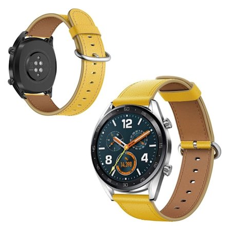 Huawei Watch GT / GT 2 46mm / Watch Magic top klockarmband i äkta läder - Gul