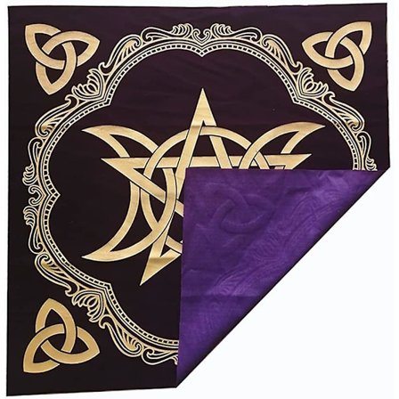 49 x 49 cm tarot duk, trippelmåne pentagram altare duk, andlig helande bordsmatta filt (lila)