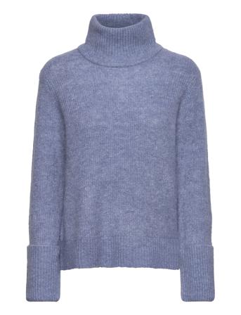 Slfsia Ras Ls Knit High Neck Blue Selected Femme