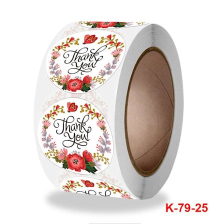 500 stk/rull Runde fargerike blomster takk-klistremerker Etiketter gavedekor Tags