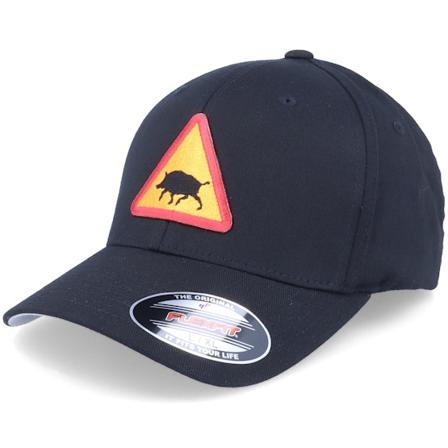 Hunter - Svart flexfit Caps - Wild Boar Patch Black Flexfit @ Hatstore