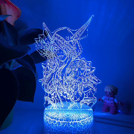 Anime World of Warcraft LED Natlampe 3D Illusion Lampe med 16 Farver Fjernbetjening Værelsesindretning til Børn --- Crack Seat