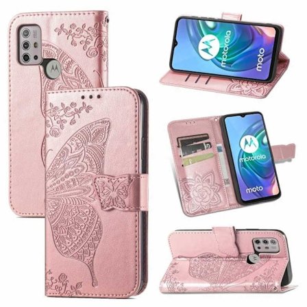 Motorola G30 lompakkokotelo PU-nahkainen 4-POCKET Butterfly Motif