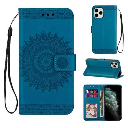 Iphone 12 Mini - Mandala Läder Fodral - Blå Blue Blå