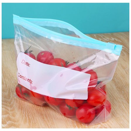 Fryseposer til mad, poser med lynlås, genanvendelige fryseposer til opbevaring af grøntsager, frugt, kød, fisk og brød (M, 15 stk.) KLB