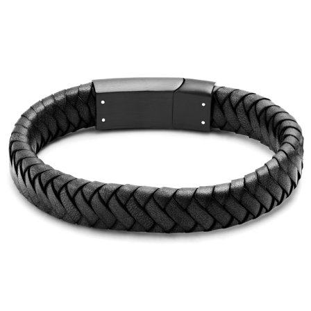 Black Braided Leather Bracelet for Men - Leather bracelets