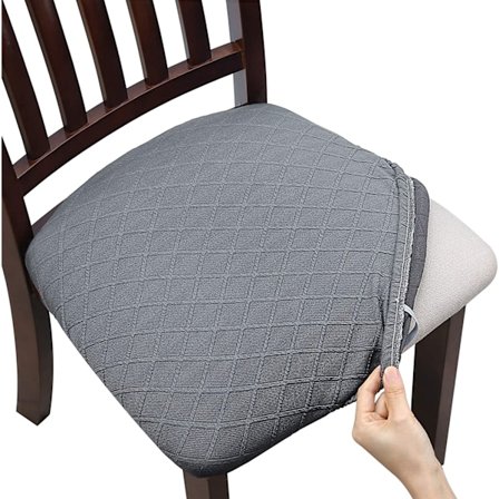 (Lysegrå, sett med 1) Stretch Jacquard Waffle Chair Slipcover Se