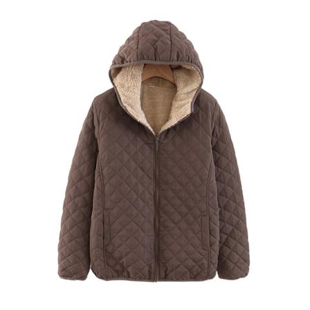 Kvinnor Enfärgad Med Fickor Hoodjacka Front Zip Coat