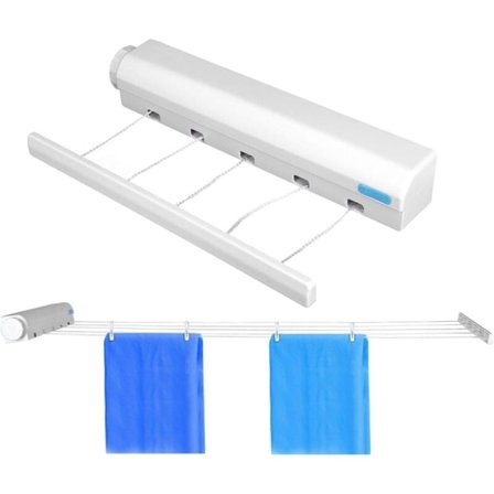Bærbar Uttrekkbar Klesnor Hjemme Innendørs Utendørs Plast Klessnor Tørkesnor Veggmontert Kompakt Klesnorhenger (5 Liner)