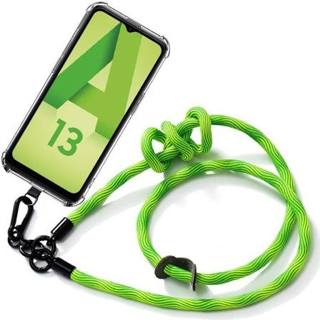 Skyddande skal - BOOLING - Samsung Galaxy A13 4G/5G - Mjuk - Transparent - Grön axelrem