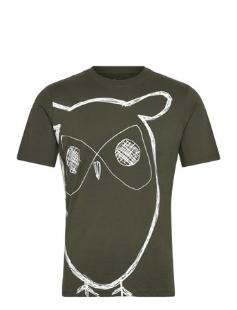 Knowledge Cotton Apparel Big Owl Print Tee - Gots/Vegan - Green - L