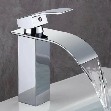 Baderomskran, moderne design av Cascade Faucet Sink, holdbar kobberventilhus