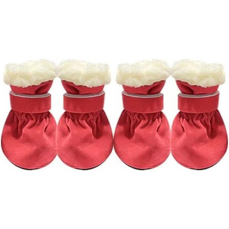 ING Hundesnøstøvler med plysjfôr | Vinterstøvler i ull med sklisikker såle, egnet for små og mellomstore hunder, Potebeskyttelse (Rosa, Størrelse S)