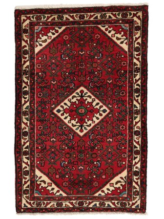 Tapete Persa Hosseinabad 81X127 Preto/Vermelho Escuro (Lã, Pérsia/Irão)