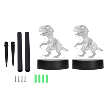 Dinosaur Nattlampe 3D Akryl Solar RGB Fargerik Gradient Lampe for Hagedekorasjon