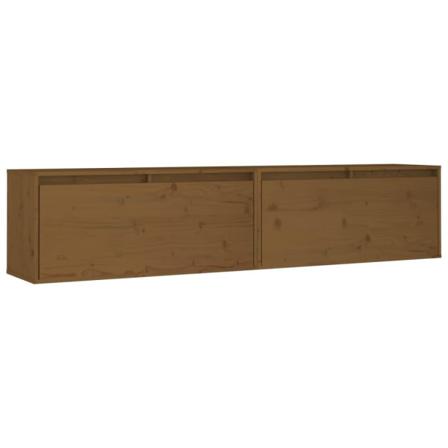 Vidaxl Väggskåp 2 St Honungsbrun 80x30x35 Cm Massiv Furu Brun