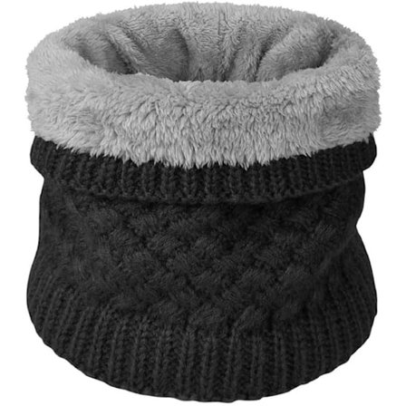 Pige Winter Halsvarmer Scarf Strikket Halsvarmer Med Fleeceforing Varmt Halsgaiter Tyk Scarf Tube Rund Scarf Til Kvinder Mænd, Sort