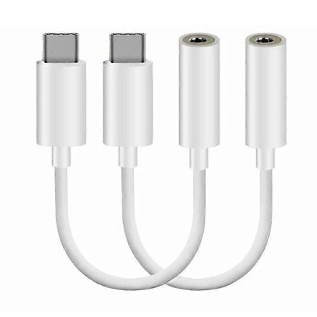 2 stk. Type C USB-C Hann til 3,5 mm Hunn Hodetelefonkontakt Aux Lydadapterkabler JIKAIX