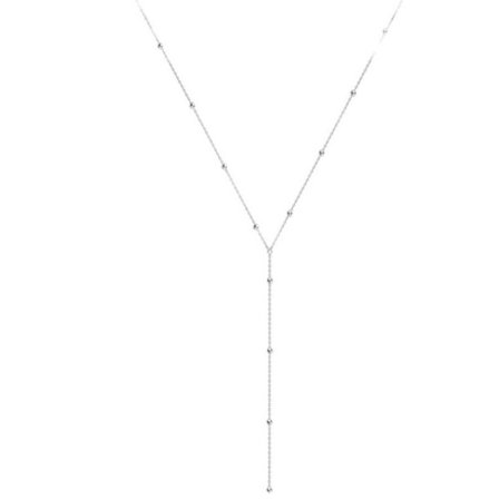 Sterling Silver Lariat Halsband, Chic Minimalist Drop Bar Y Kedja_jarx