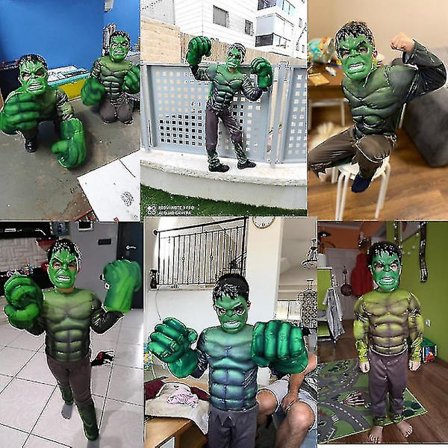 2023 Lasten Vihreä Giant Hero lihas Halloween-asut Fancy Pojat Supersankarit Karnevaali Cosplay Vaatteet Pojat Lapset Joululahjat costumes-hanskat-