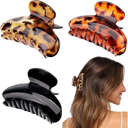 3 stk hårklemmer for kvinner og jenter - Sklisikre hårklemmer i skilpaddeskall