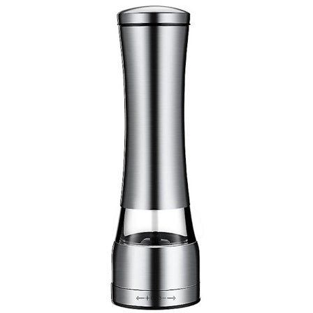 Ruostumattomasta teräksestä valmistettu pippurimylly jauhaa nyt mustapippuria