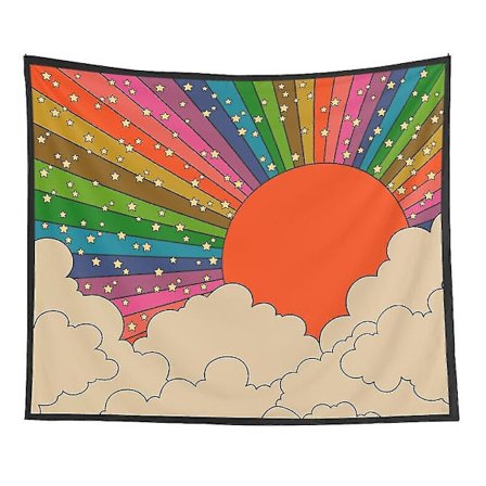 Æstetisk Vægtæppe Væghængning Regnbue Psykedelisk Boheme