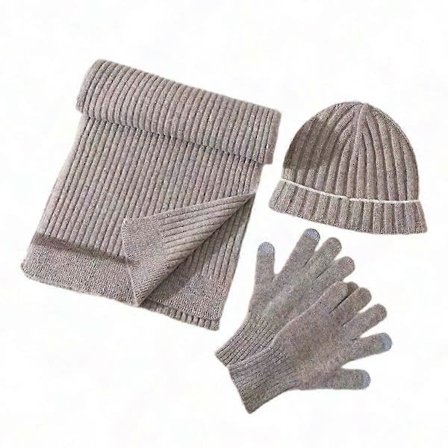 Vintervarme Tilbehørspakke - Strikket Lue, Skjerf & Hansker for Menn og Kvinner