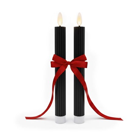 LED-koniske lys, ægte voks, sæt med 2, timerfunktion