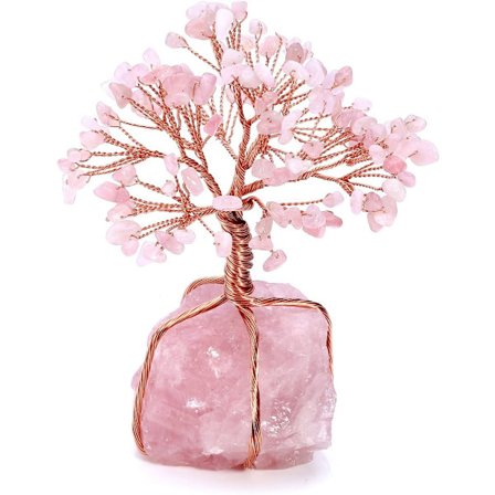 Rosenkvarts Healing Kristaller Koppar Pengaträd Skrivbord Kontorsdekor
