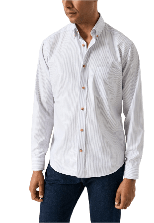 Eton Randig Signature Oxford-skjorta Casual Fit Oxfordskjortor Herr Blå XL