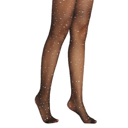 Ultra-tunna tights för kvinnor, glitterstjärnor, paljetter, mönstrade, genomskinliga svarta tightsstrumpor
