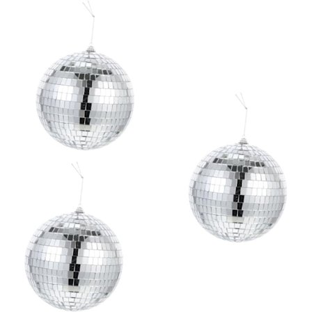 3 st silver disco reflekterande spegel julgranskulor enkla att hänga för jul