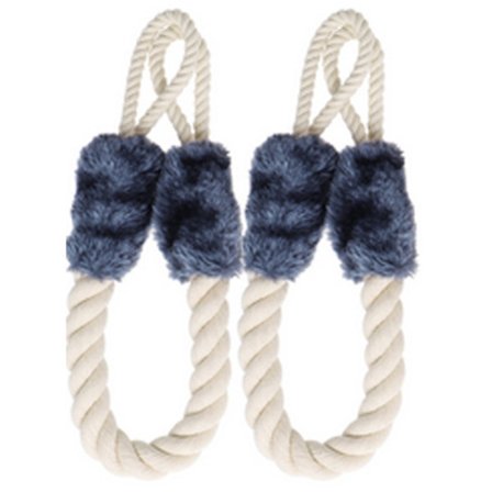 Dörrfingerskydd, set om 2, dörrstopphandtag, barnsäkerhet, mjuk, bomull, 57 cm, beige/blågrå