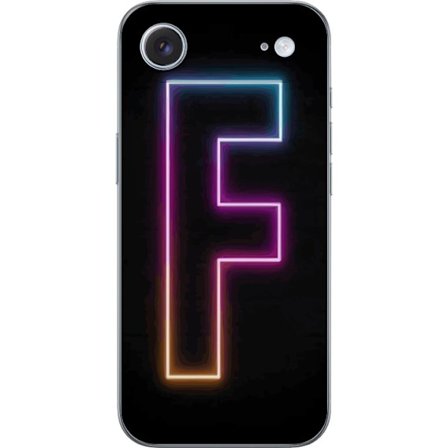 Yhteensopiva Puhelinkuori Apple Apple iPhone 17 Air Neonkirjain F vaaleanpunaisella, sinisellä ja keltaisella valokehyksillä tummaa taustaa vasten,