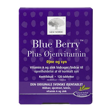 New Nordic Blue Berry Plus Øjenvitamin 120 tabl., Helse & Madvarer, Ingredienser, Blåbær