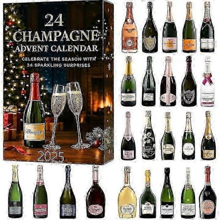 25-26 Champagne Julekalender, 24 dage med Champagne Jule Nedtællingskalender 2025, Hver dør åbner en ny overraskelse, Champagne 24 dages nedtælling_Bi